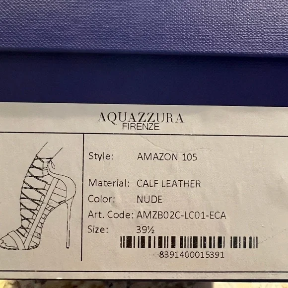 Aquazzura Amazon 105 Leather Lace up Nude Sandal - Picture 6 of 6